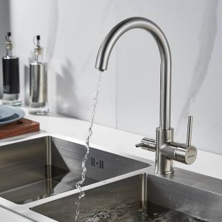 Смеситель для кухни Shevanik S128L с подключением фильтра сатин